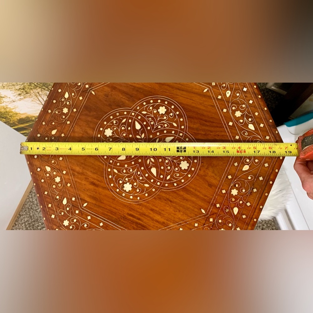Indian Side Table with Bone Inlay - Picture 5 of 11